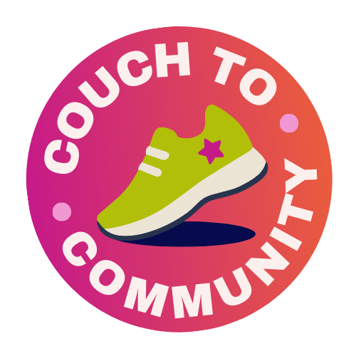 Couch to Community with a sneaker pictured