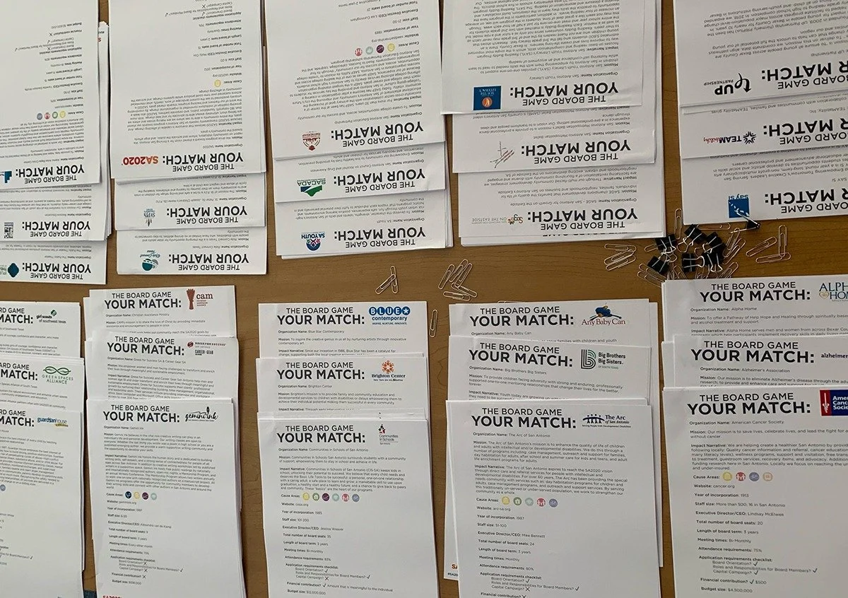 The matches for nonprofits and board game participants