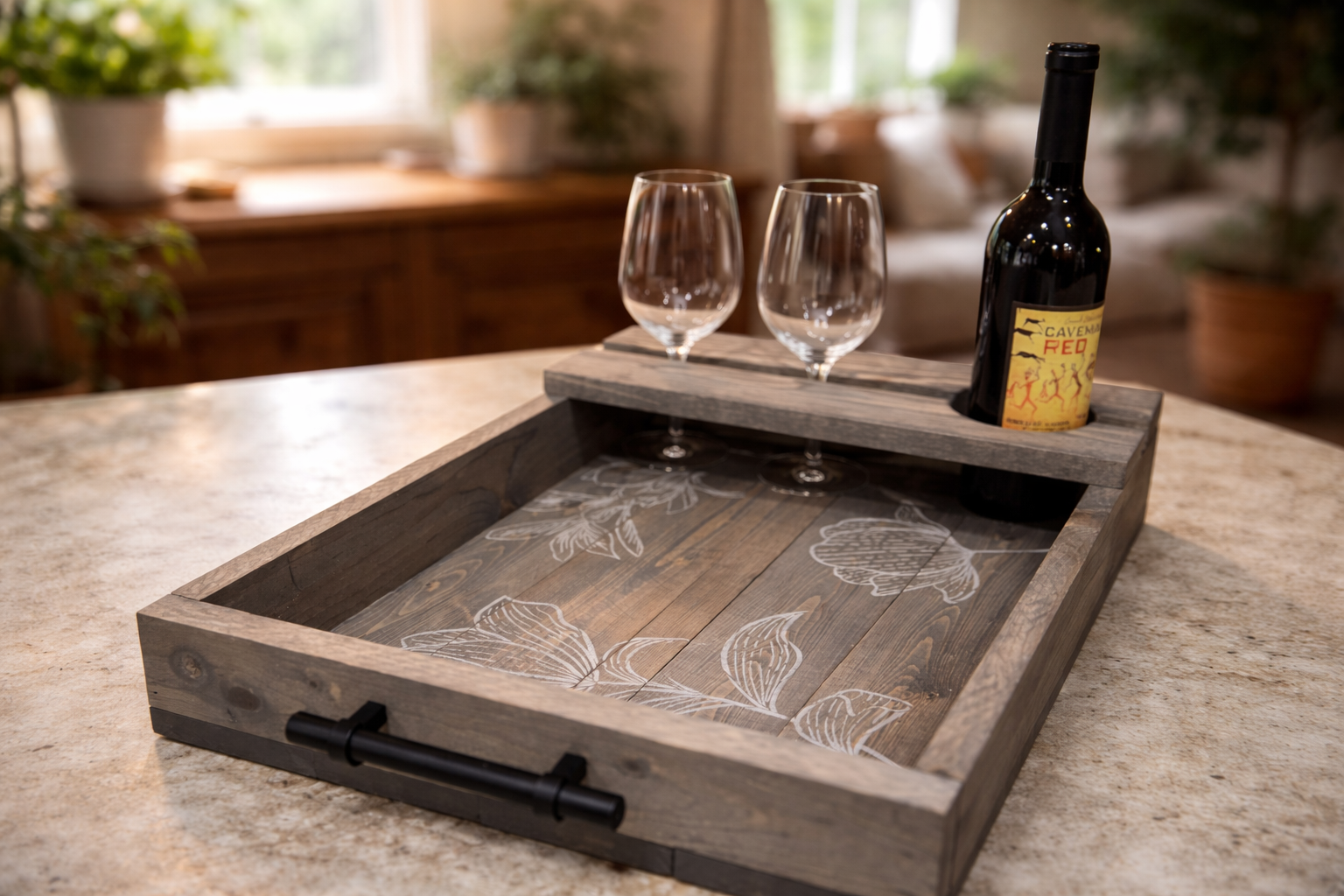 Floral Wine & Entertaining Tray