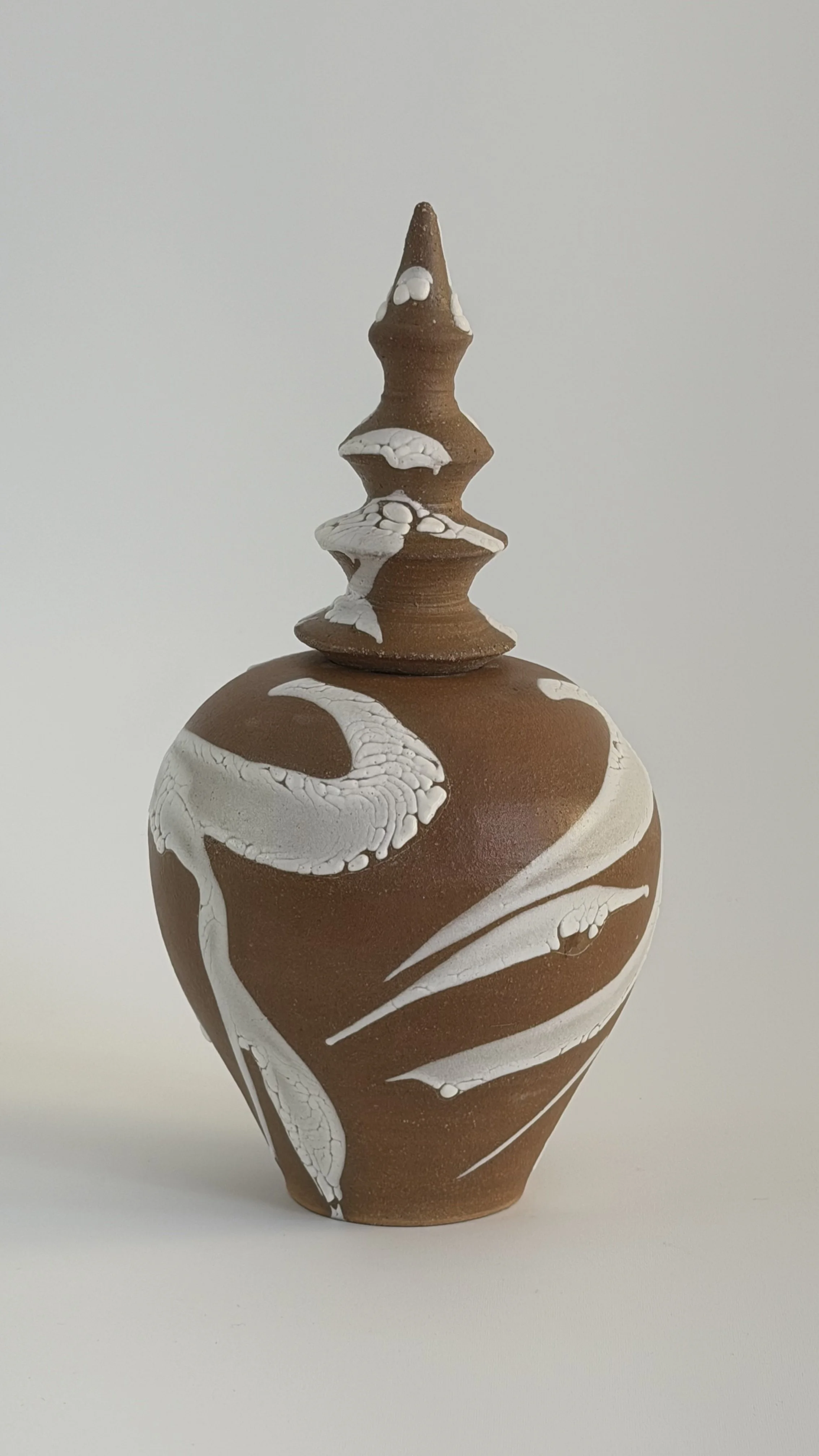 Modern Day Stupa. 27x14x14 cm 
Wheel thrown. Mid fire clay, glaze.