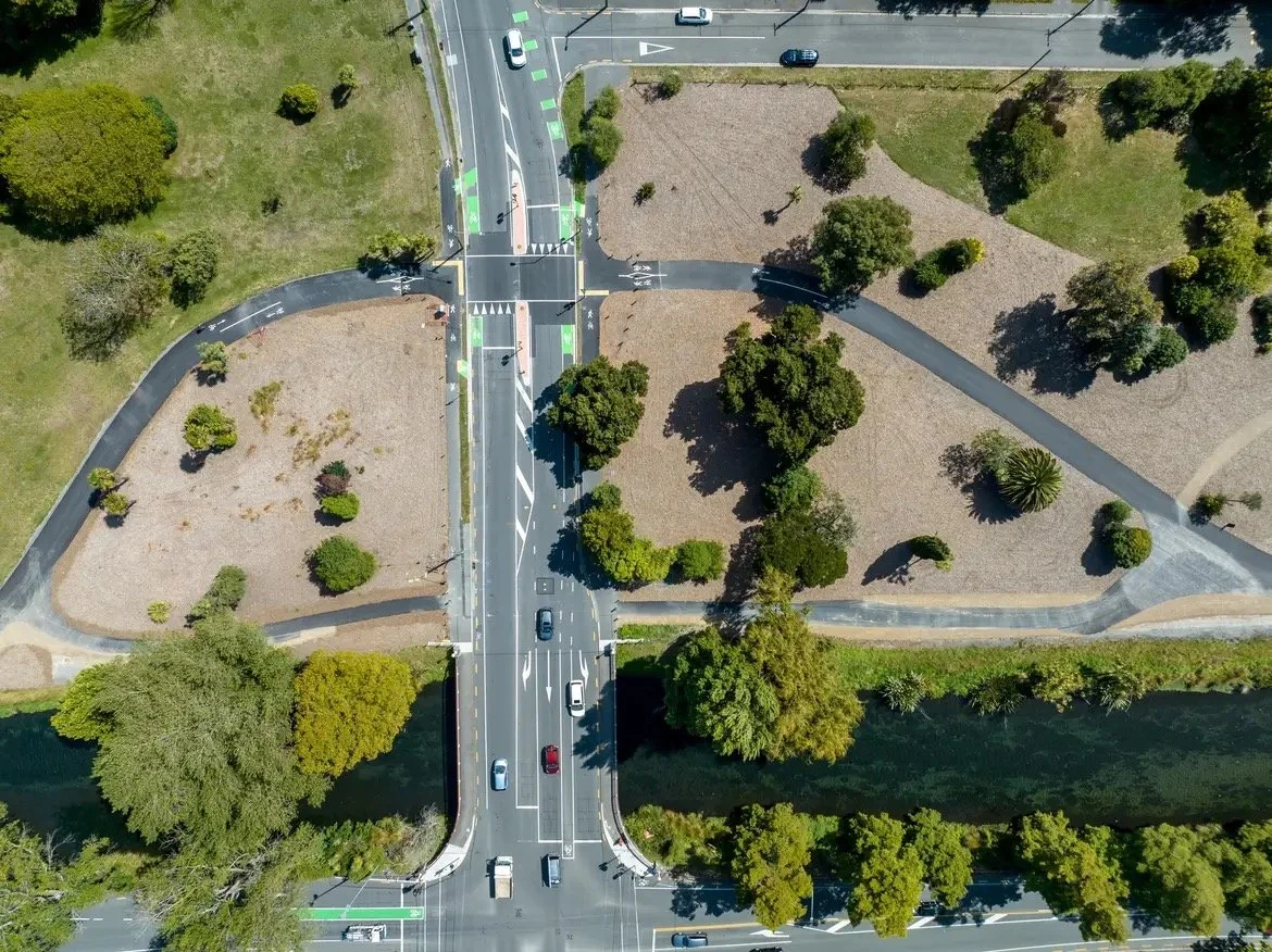 One of the pedestrian and cycle friendly crossings. 