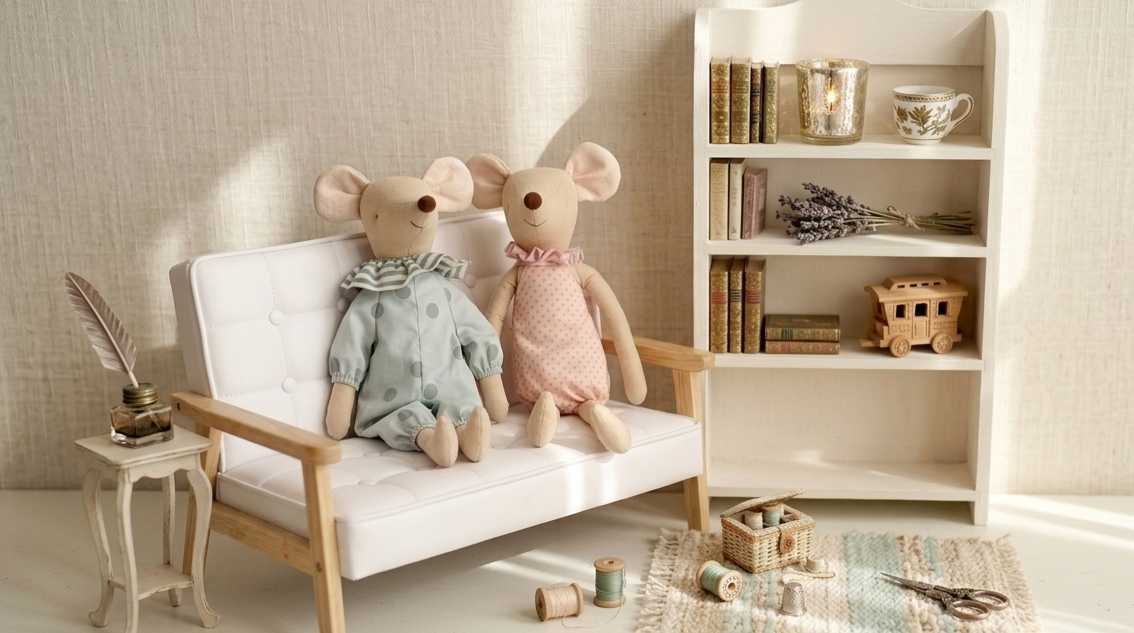 Barnaby and Beatrix-Hand Sewn Storybook Mice