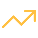 An upward trending arrow indicating growth or increase.