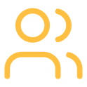 Simple line drawing of a person with a circle for a head and a curved line for shoulders, in yellow color.