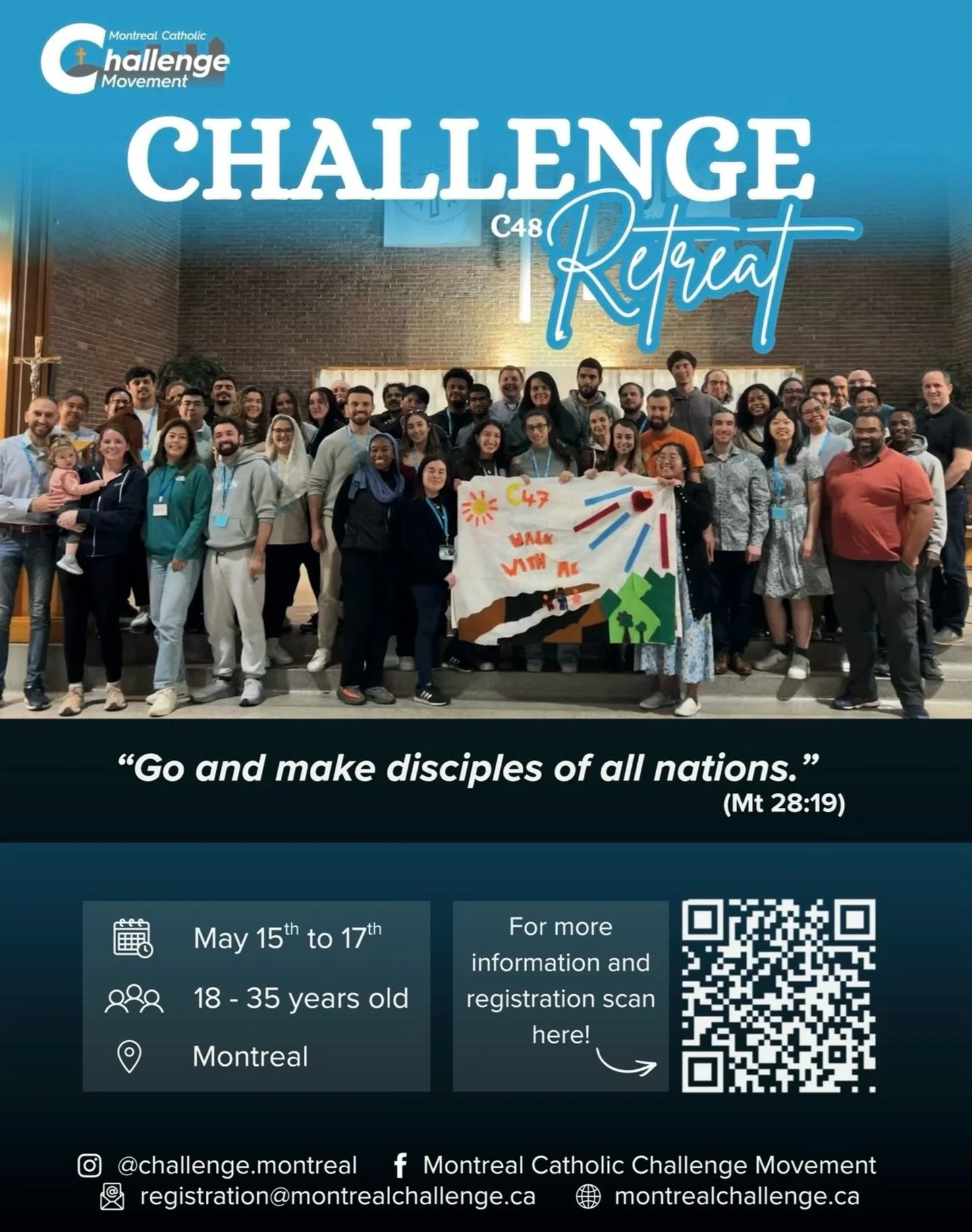 Ready to unplug, recharge, and meet amazing people? ✨

Join us for our Challenge Weekend Retreat (May 15-17, 2026) a fun, meaningful getaway filled with great conversations, music, reflection, and real connections.

👉 Register now at montrealchallen