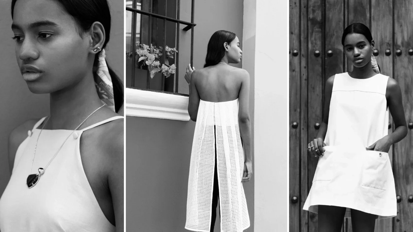 Fashion editorial collage featuring Maison 75 modeling clothing and brand photography.
