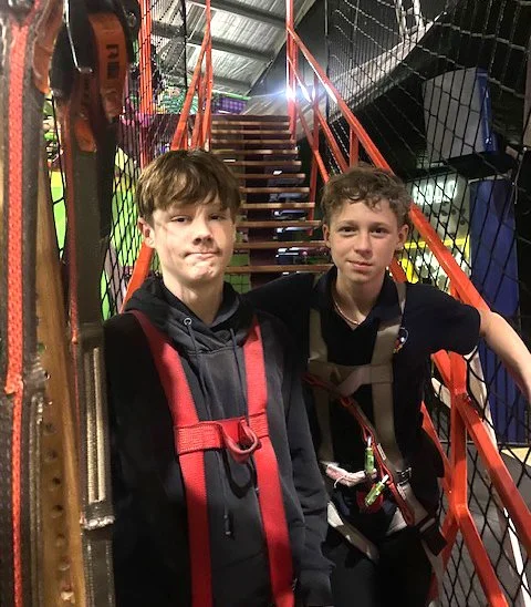Two boys at an indoor climb