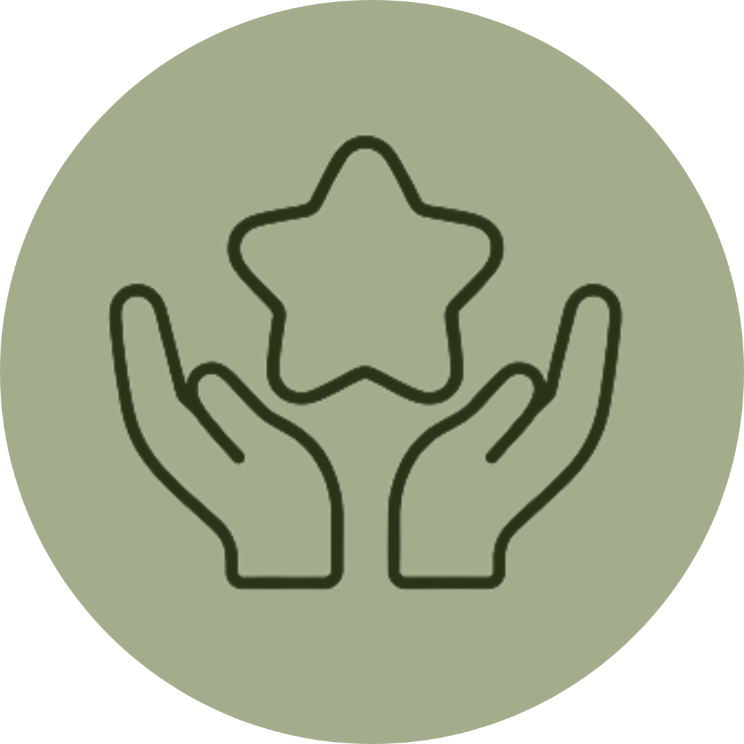 Icon of two hands holding a star