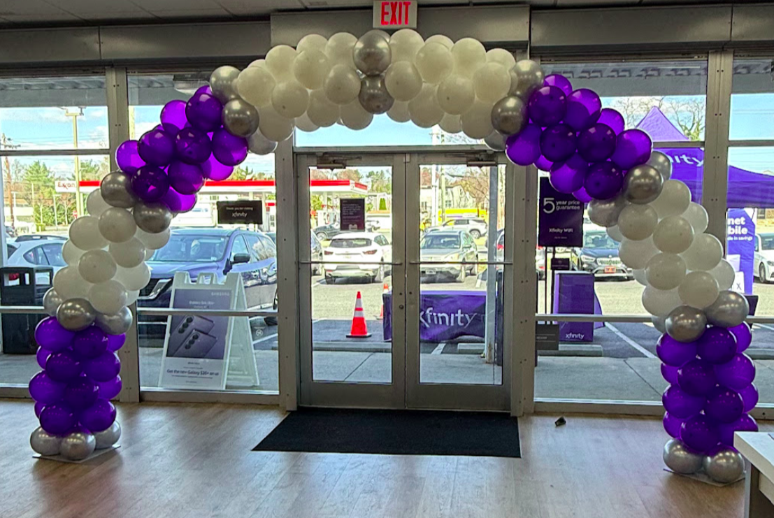 colorful balloon arch wilmington delware xfinity