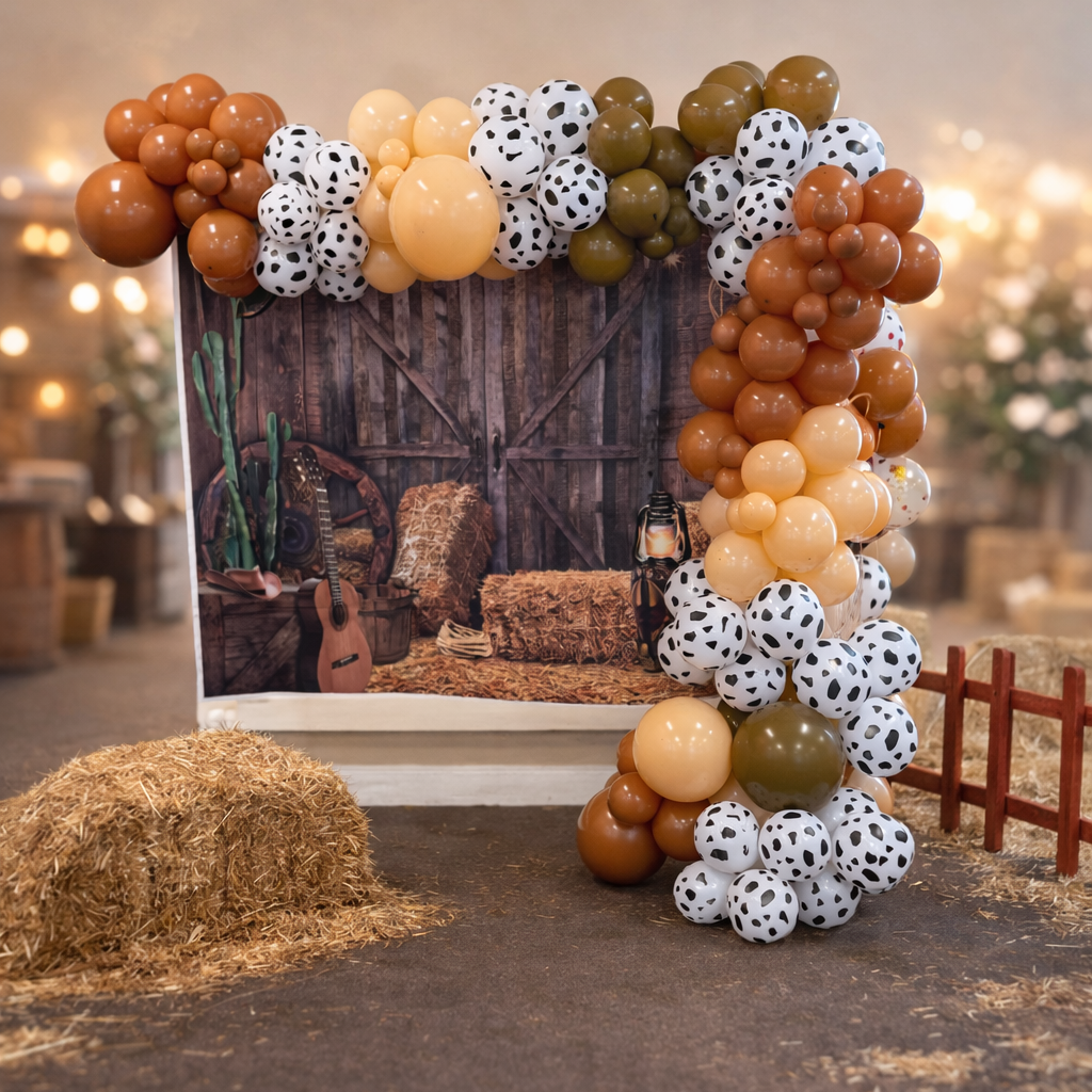 Neutral balloon garland backdrop by Balloons by Mama Kate in Delaware