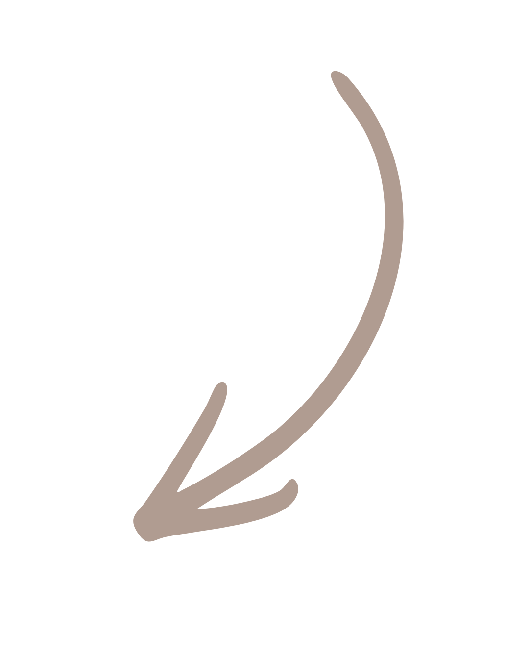 Black background with a large beige arrow pointing downward and slightly to the left.