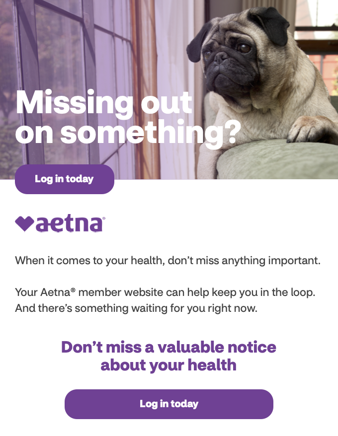 Aetna - Missing Out loss aversion email.png