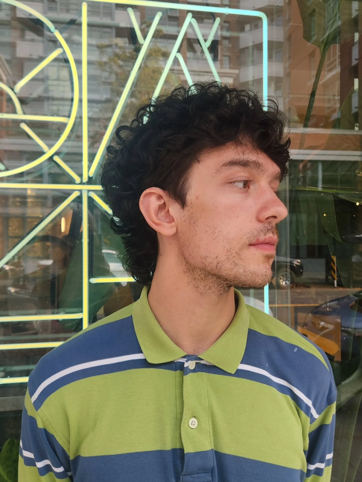 A few angles of Spencer's cut ! 

We wanted to make sure this cut felt super lived in to show off his amazing texture. 

Holy grail products : 
R&amp;Co Motorcycle flexible gel 
+ Combined with 
R&amp;Co Waterfall 

Give shine and soft hold so the ha