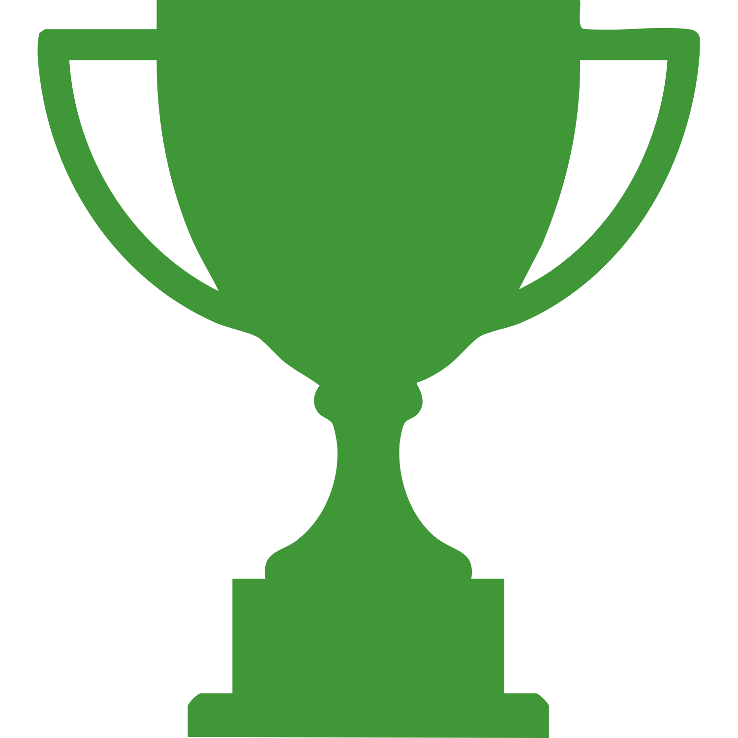 A green trophy cup with black accents.