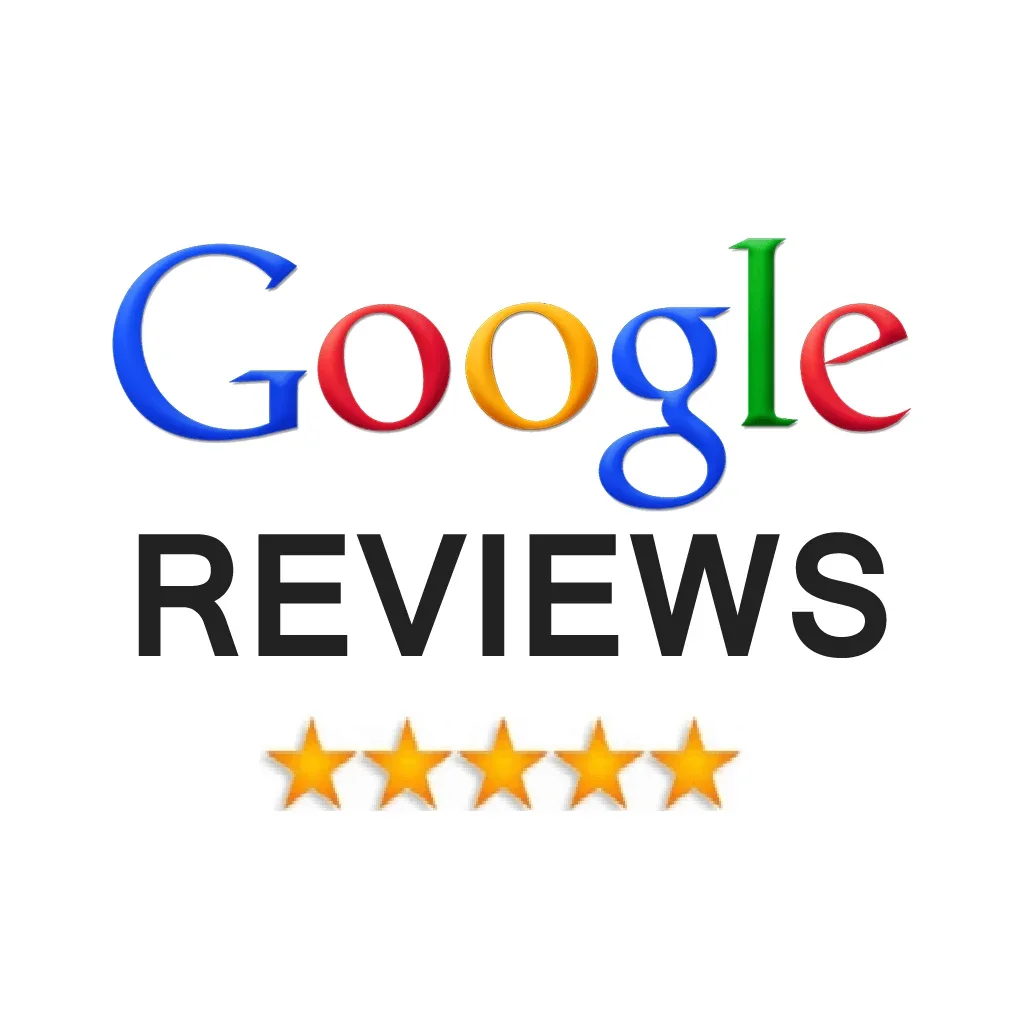 Google Reviews logo with five-star rating stars below