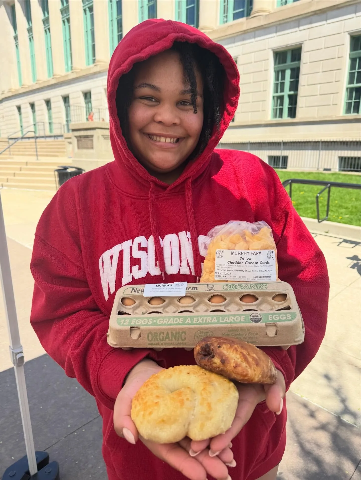 One of our favorite parts of markets is trading with other vendors for foods we love.

Today, we got cheese curds from Murphy Farm, eggs from Murph&rsquo;s, sourdough bagels from @mermaidkitchenmadison , and chocolate croissants (my unofficial name f
