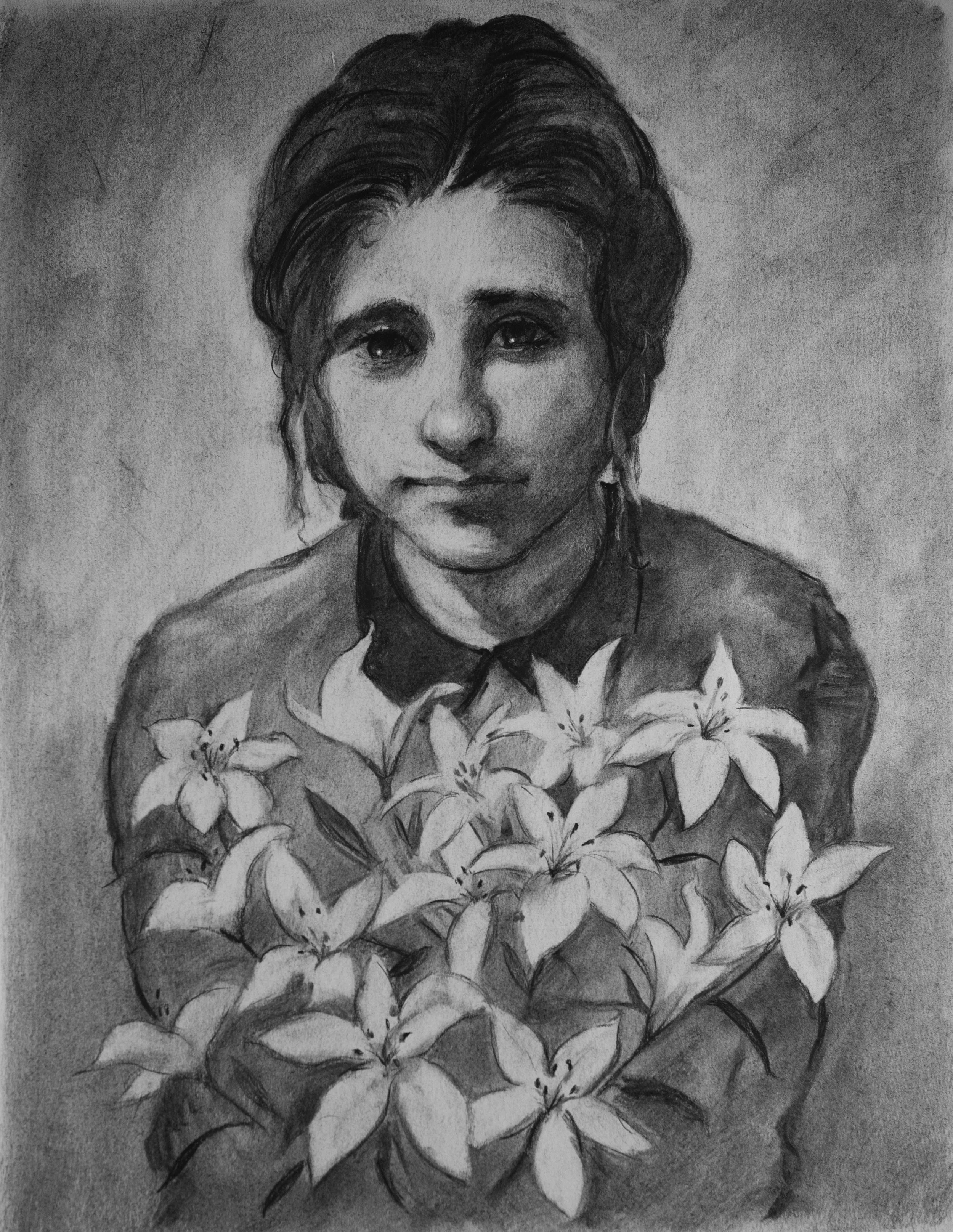 Saint Maria Goretti - Original Charcoal Drawing