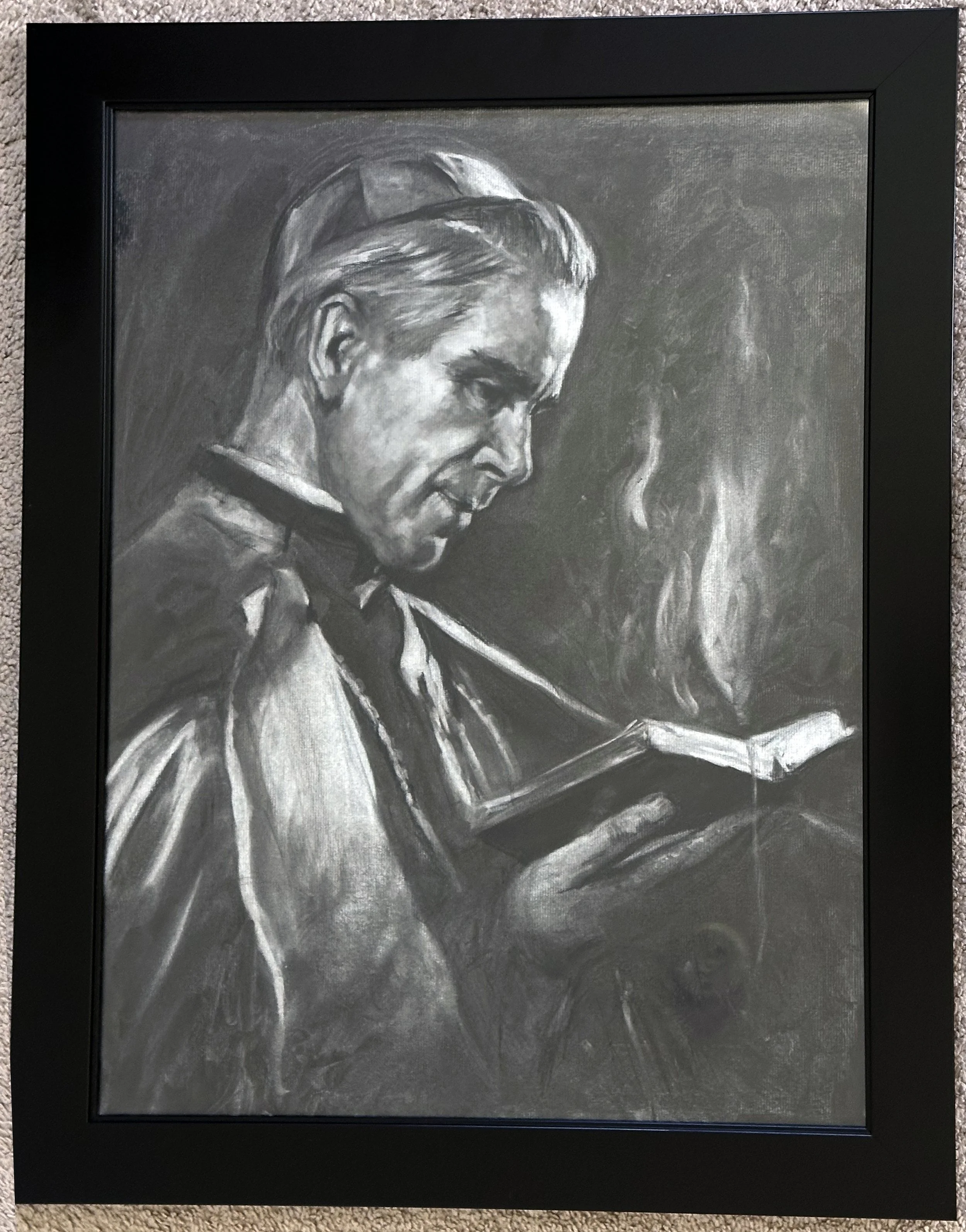 Fulton Sheen - Charcoal Drawing