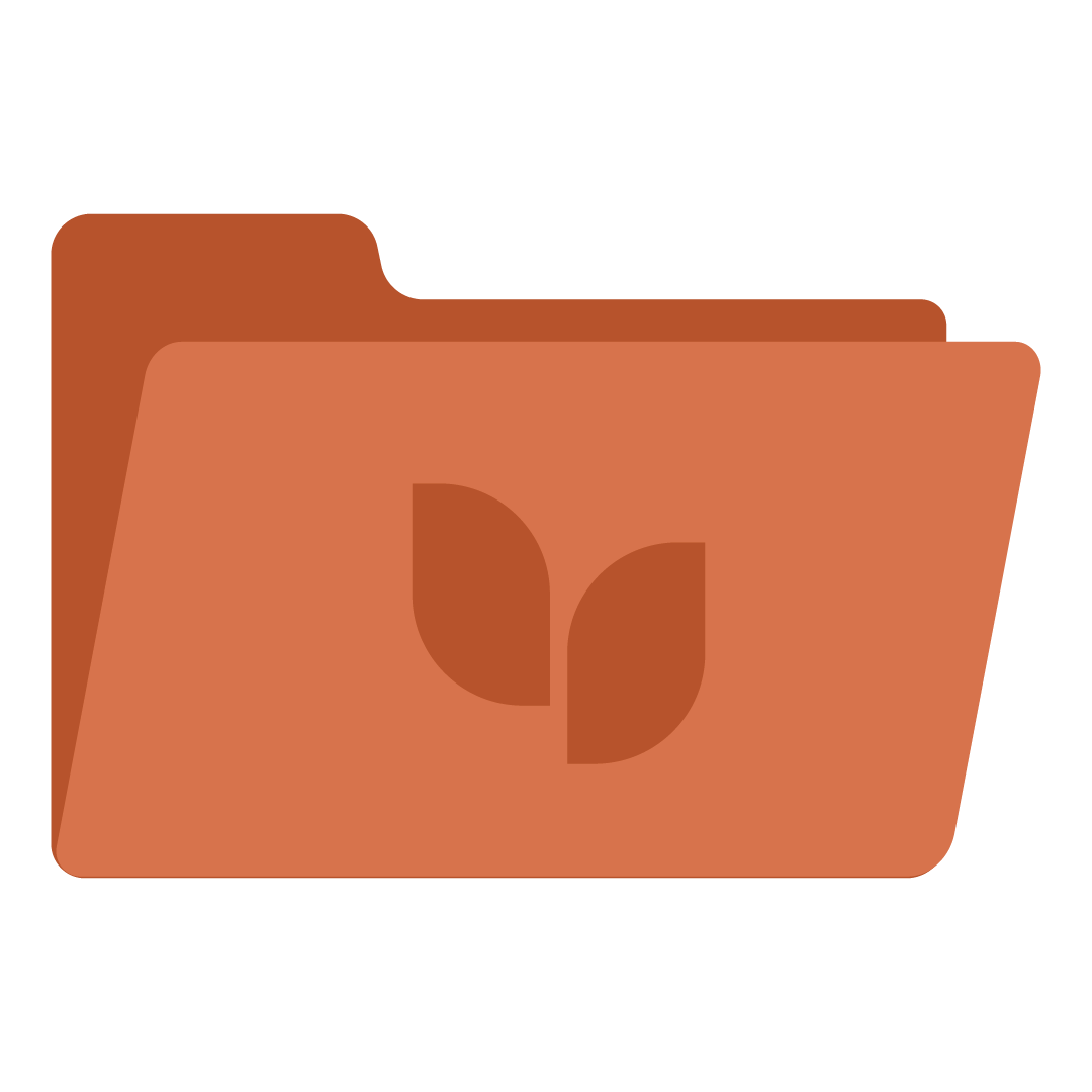 Illustration of a folder with a leaf symbol on the front.