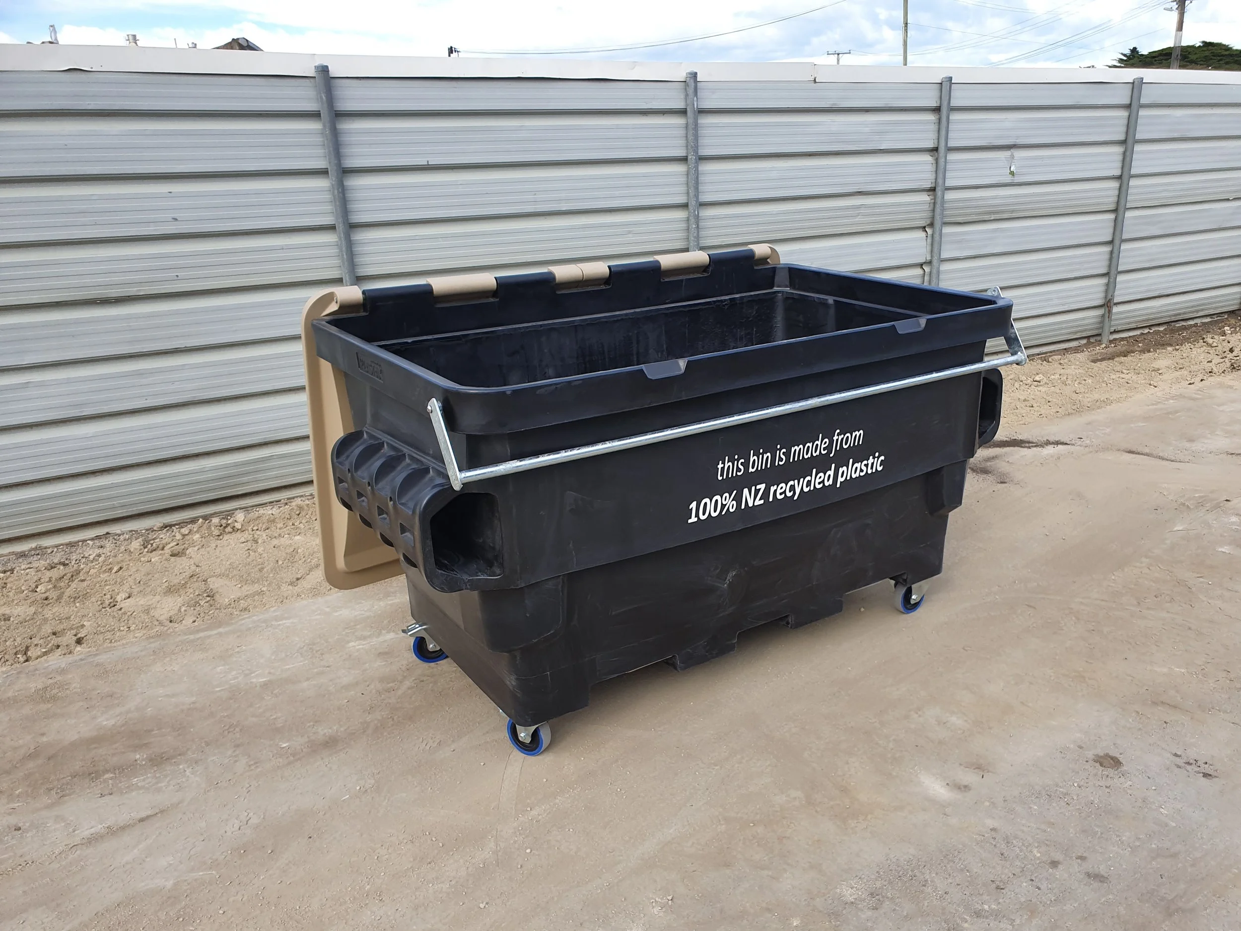 large plastic waste bin