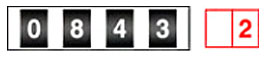 Sequence of numbered black boxes with white numbers and a red box with the number 2