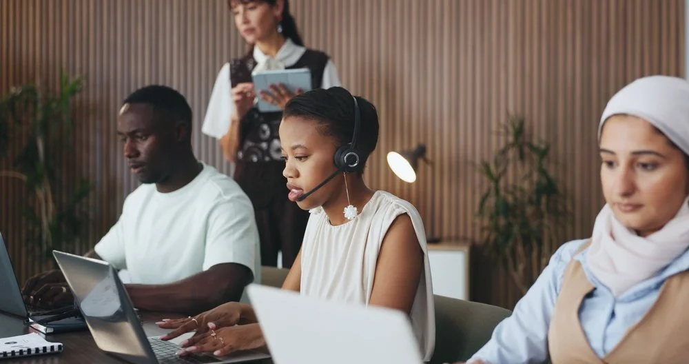 Employee completing cybersecurity awareness training on a laptop to protect company data from phishing and social engineering attacks