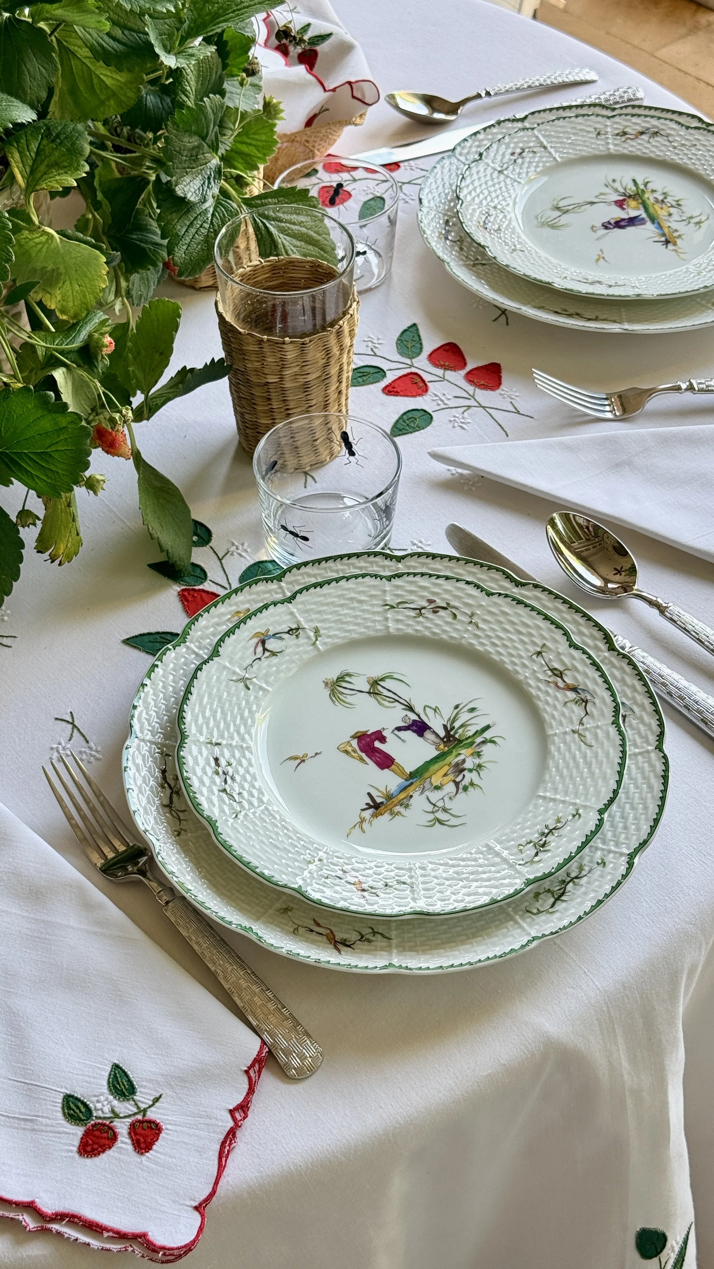 Strawberry Table Themed Table with strawberry plant in the center