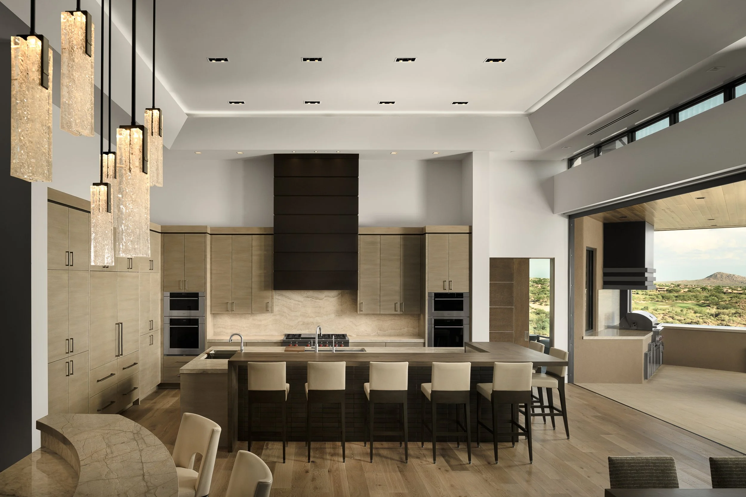 Luxury Kitchen oak cabinets metal details