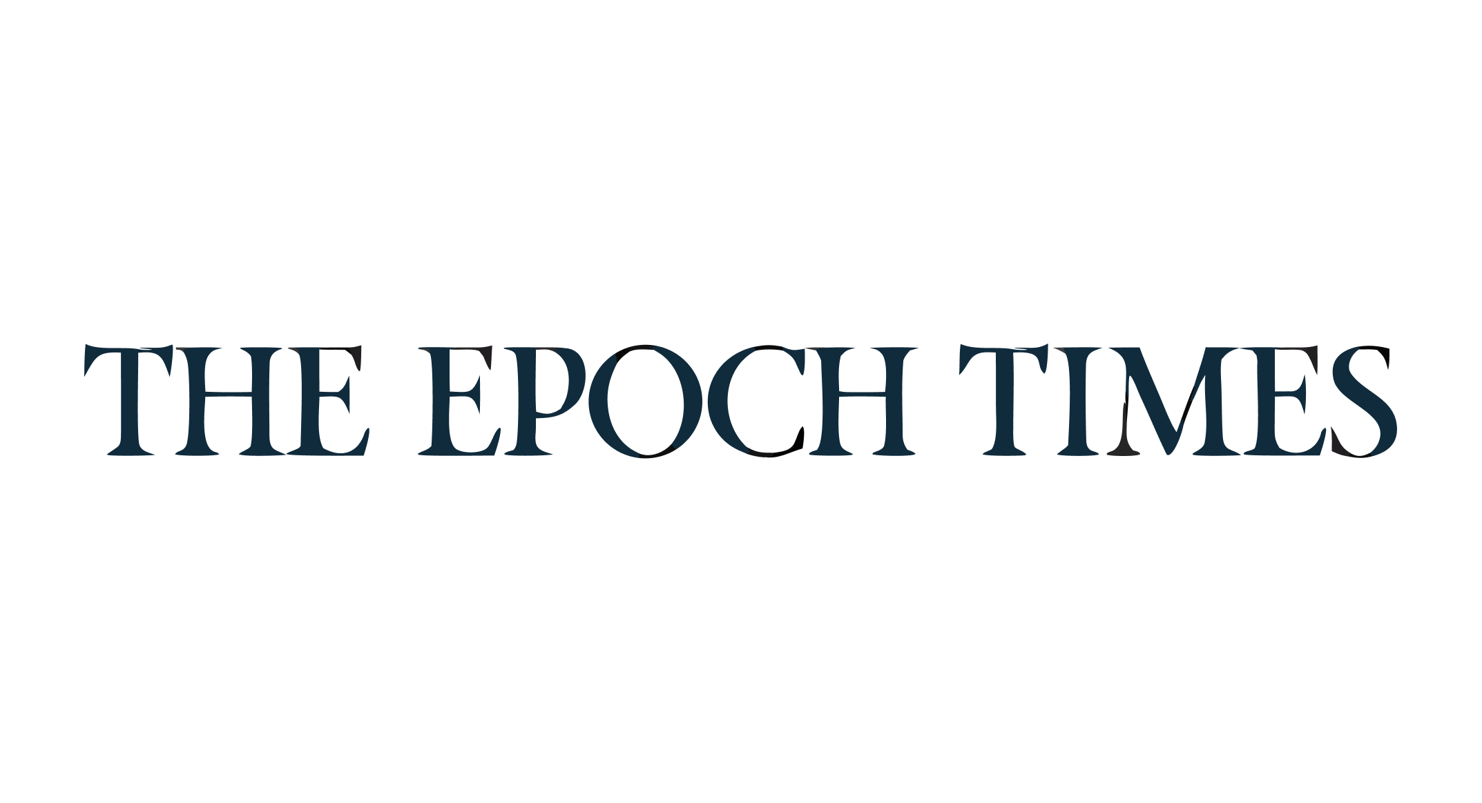 Logo of The Epoch Times with black background and blue text.