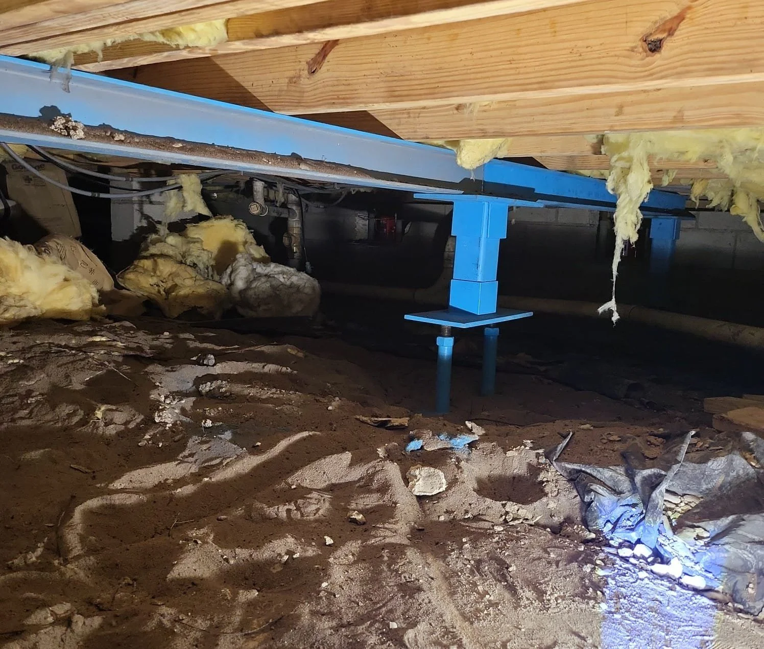 Structural support beams installed by AllPro Crawlspace.