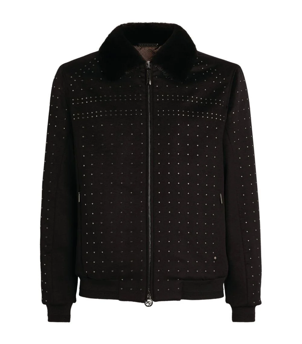 Black Cashmere Jacket With Mink Collar