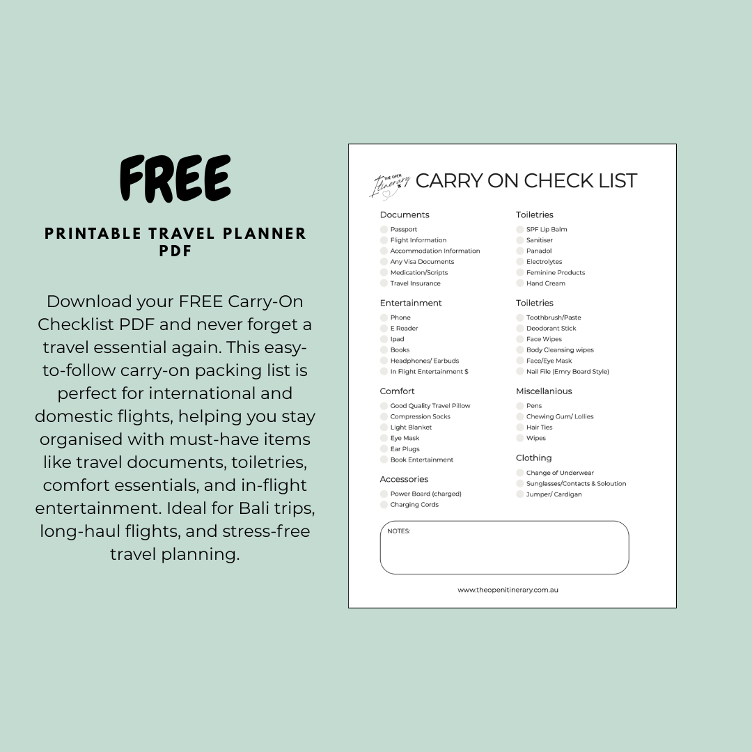 Printable Carry On Checklist PDF