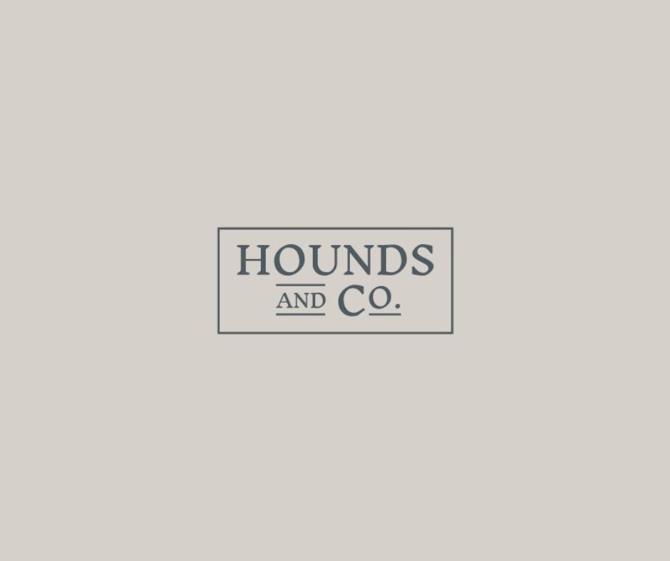 Logo for Hounds and Co. with black text in a bordered box on a light grey background.