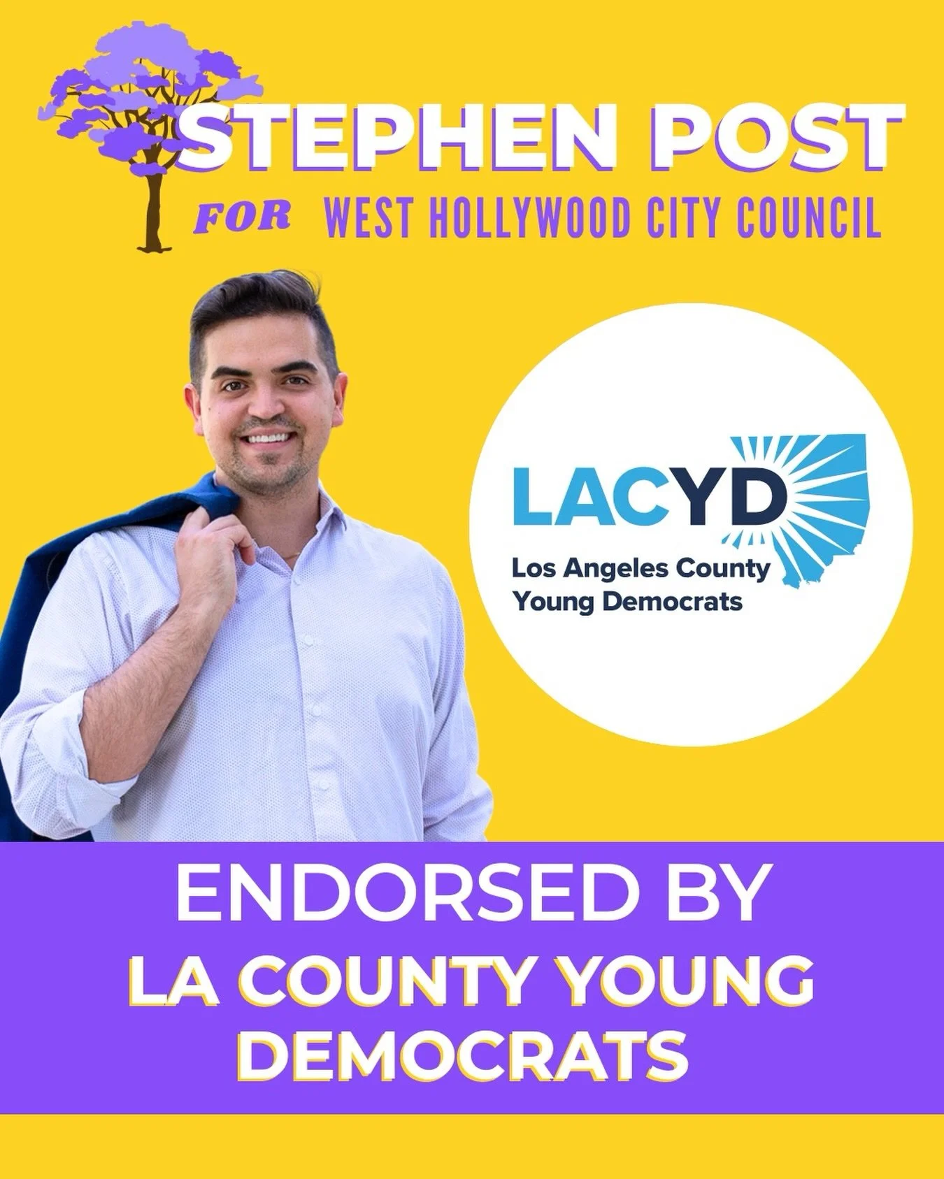 WE ARE YOUNGest in the race for WeHo City Council, which is why I am so proud to be endorsed by the @layoungdems! 

Their endorsement shows that I'm not just bringing new energy to this race, but over a decade of experience in public service. As the 
