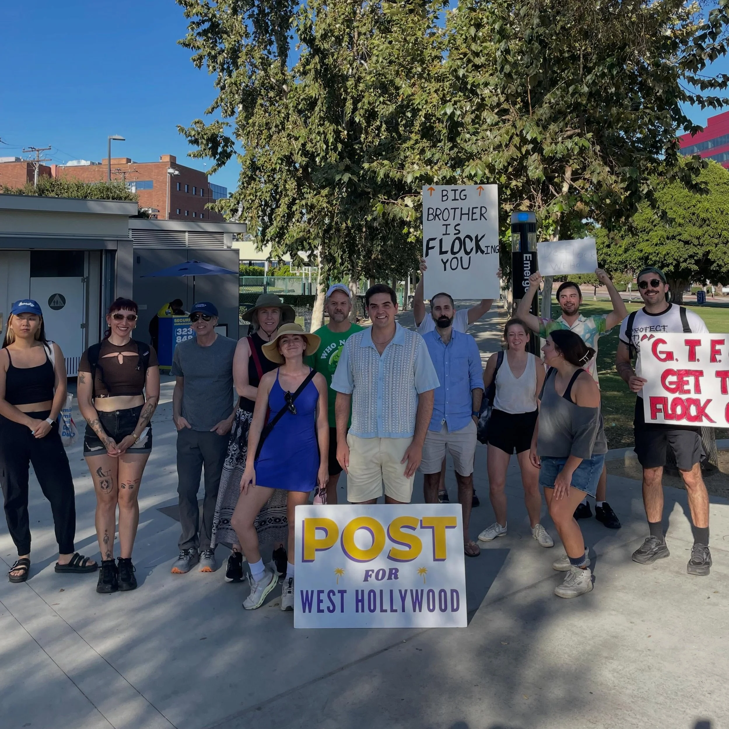 🚨JOIN US TOMORROW AT 4:00 PM AT WEST HOLLYWOOD PARK!🚨

Join us for our Second Flock Walk as we come together to protest Flock Safety cameras in West Hollywood and stand up for our community&rsquo;s right to privacy.

Our neighborhoods should be pla