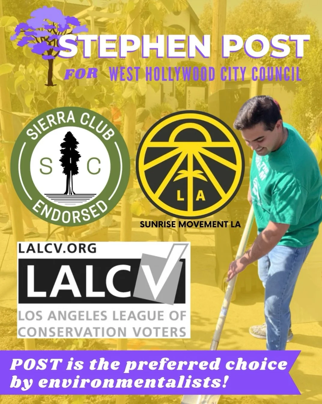 WeHo can't wait to address climate change! 🌎 Proud to be recognized as a champion for the environment by orgs like @sierraclubangeles, @lalcv, and @sunrisemvmtla as we fight to enact Green New Deal policies locally.