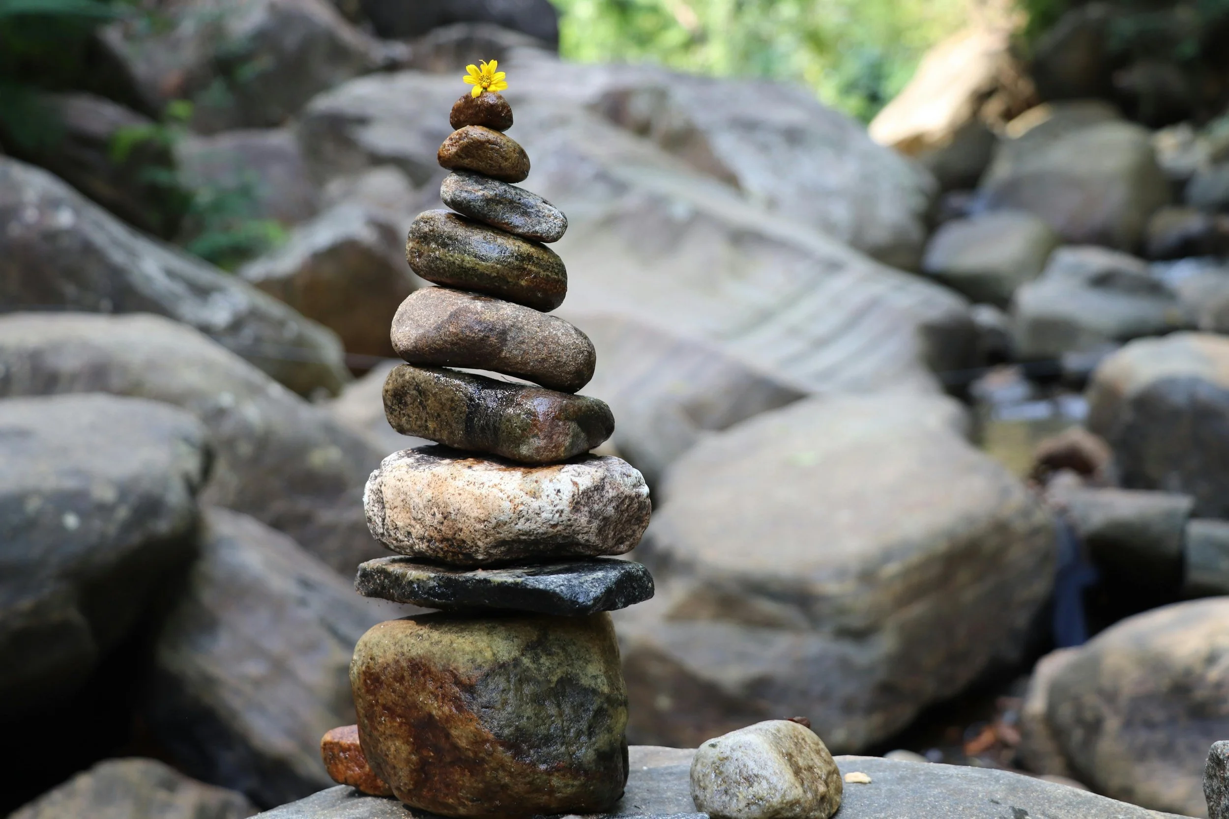 Balanced stones symbolising calm and balance