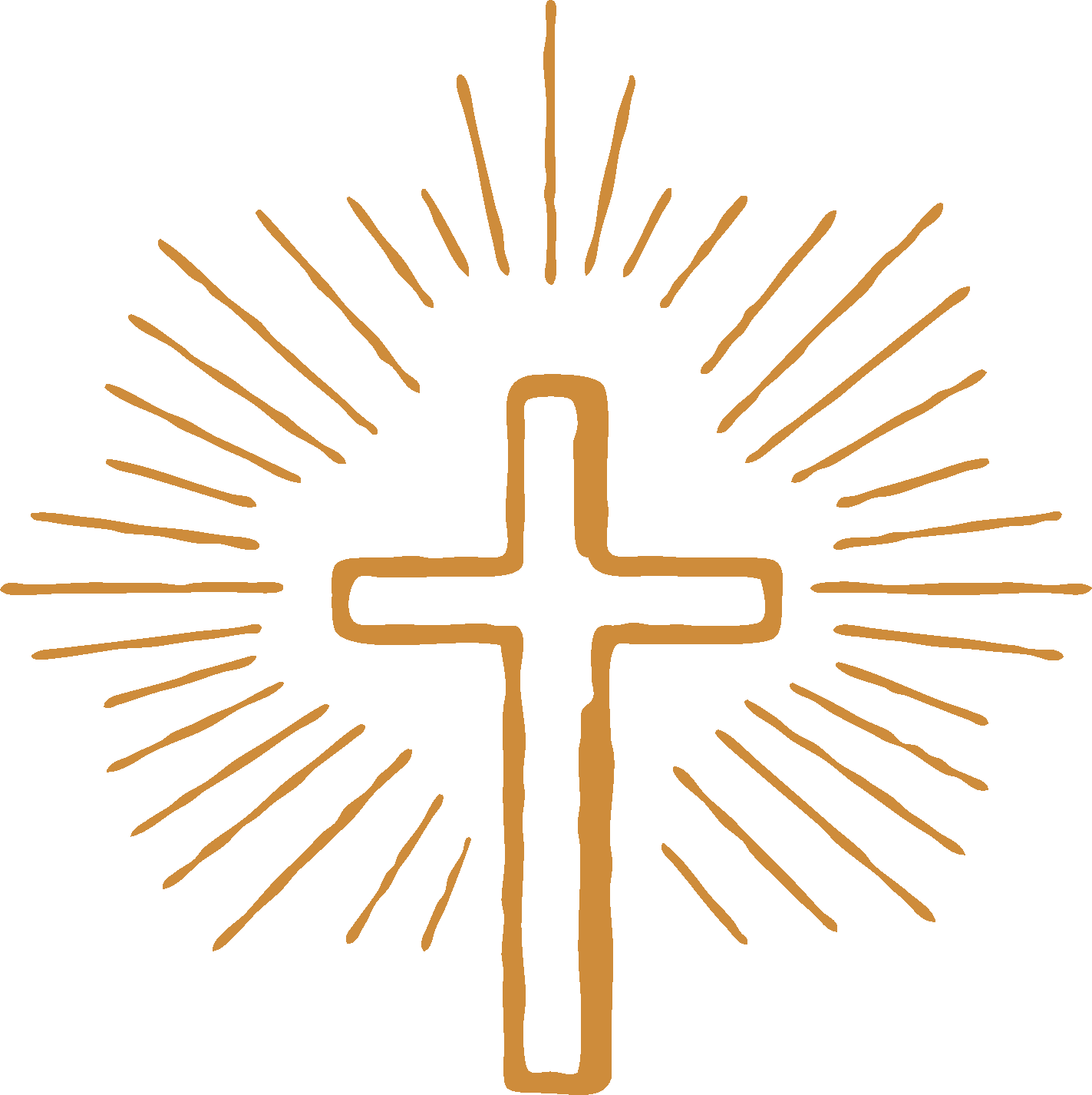 Orthodox Christian cross with radiating lines.