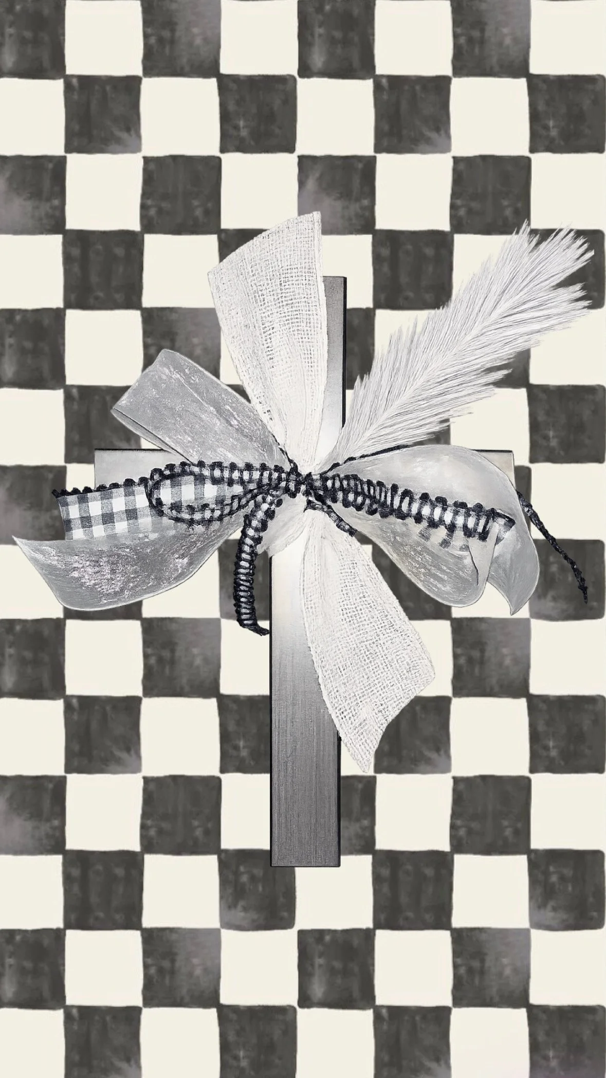 Race day checkered metal cross