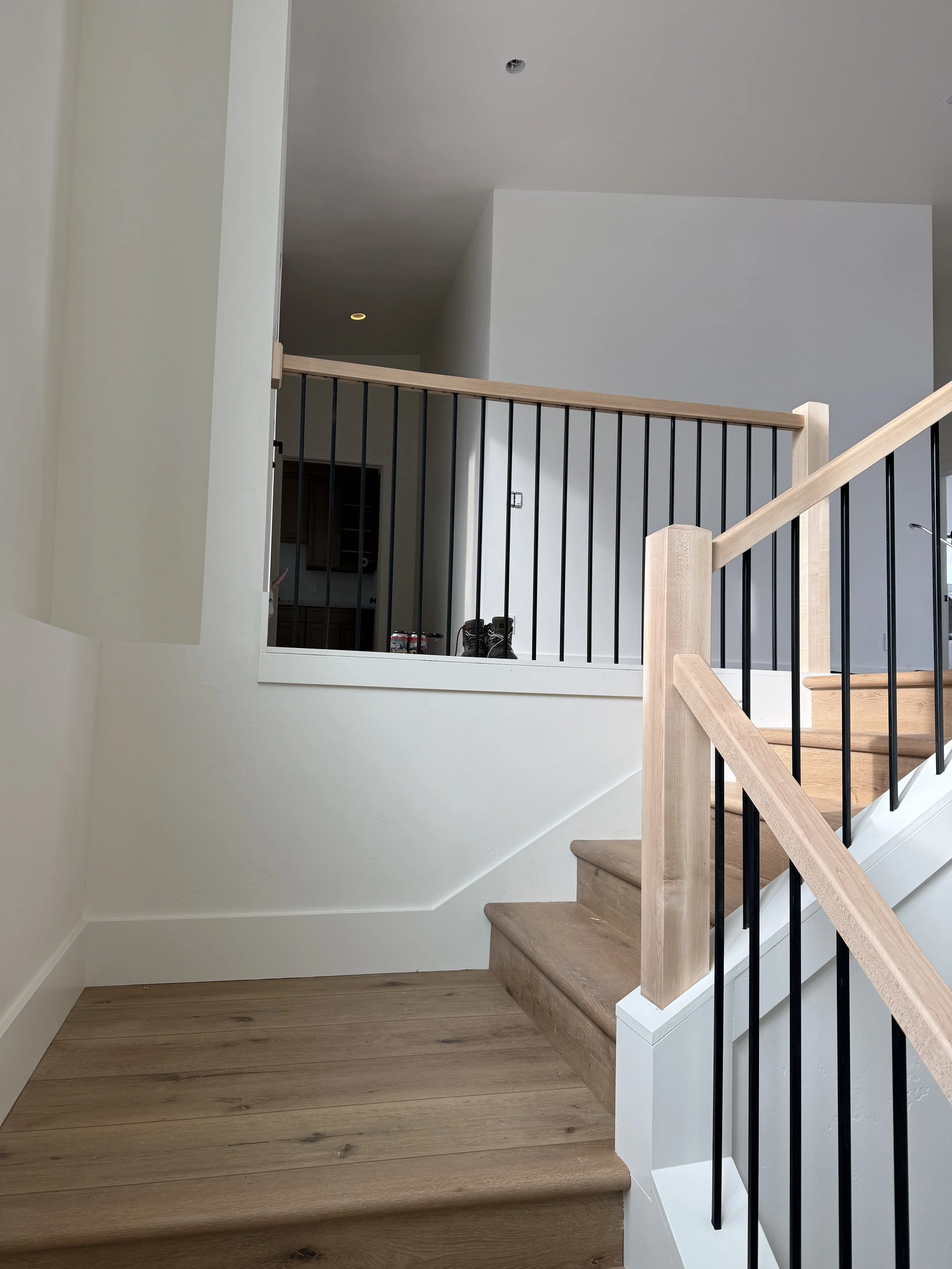 Custom Maple Stair Rail with steel balusters