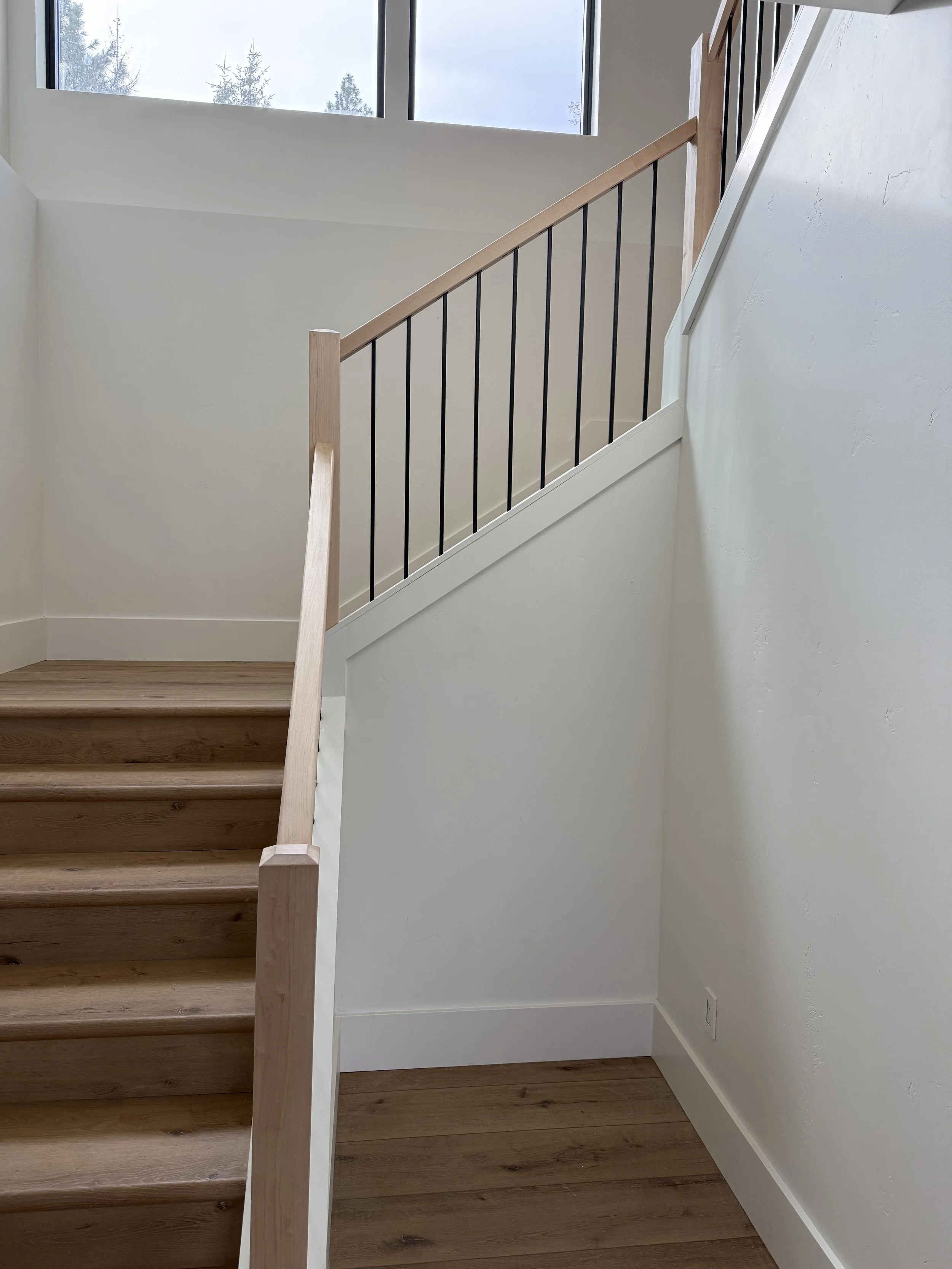 Custom Maple Stair Rail with steel balusters