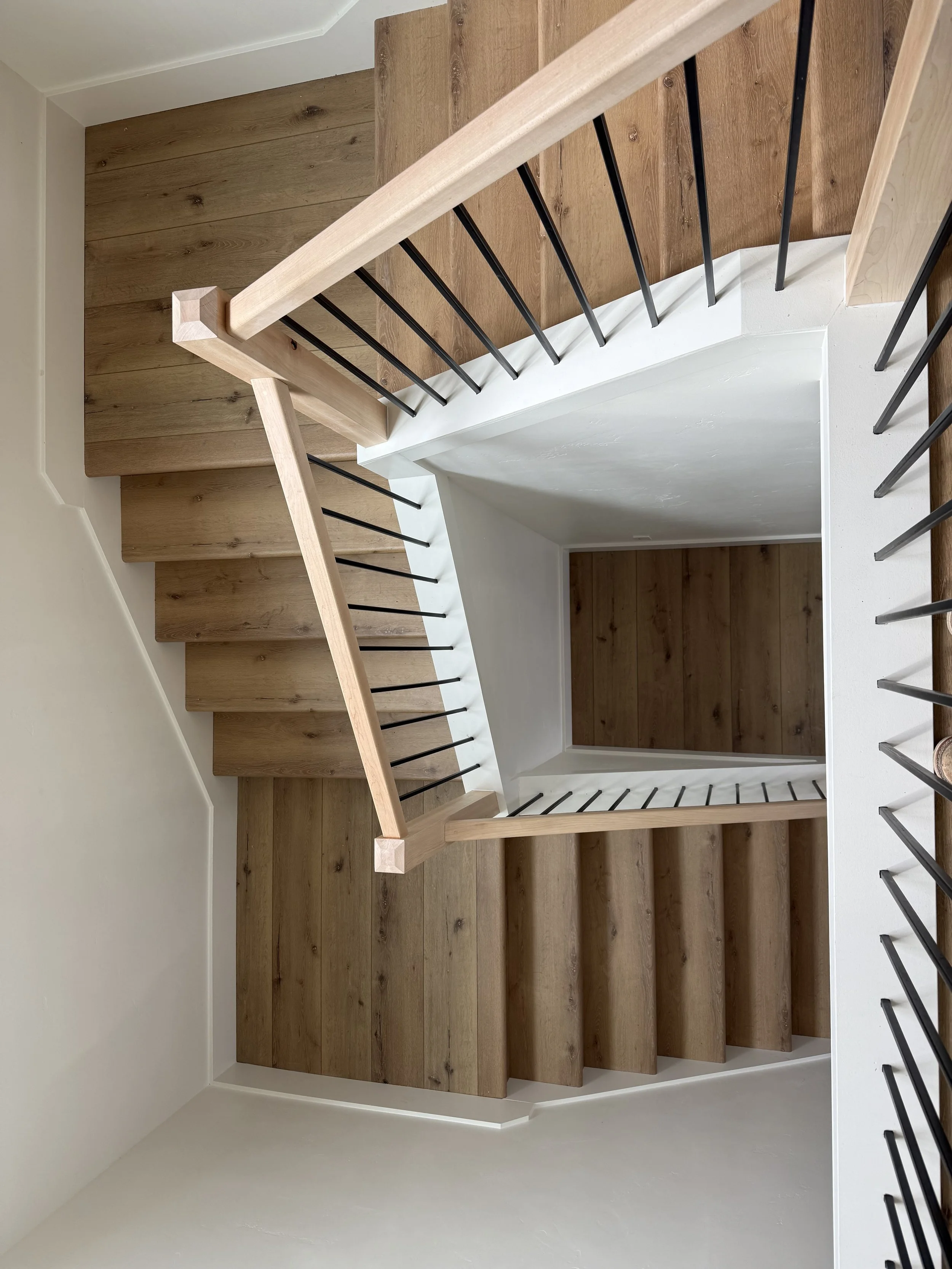 Custom Maple Stair Rail with steel balusters