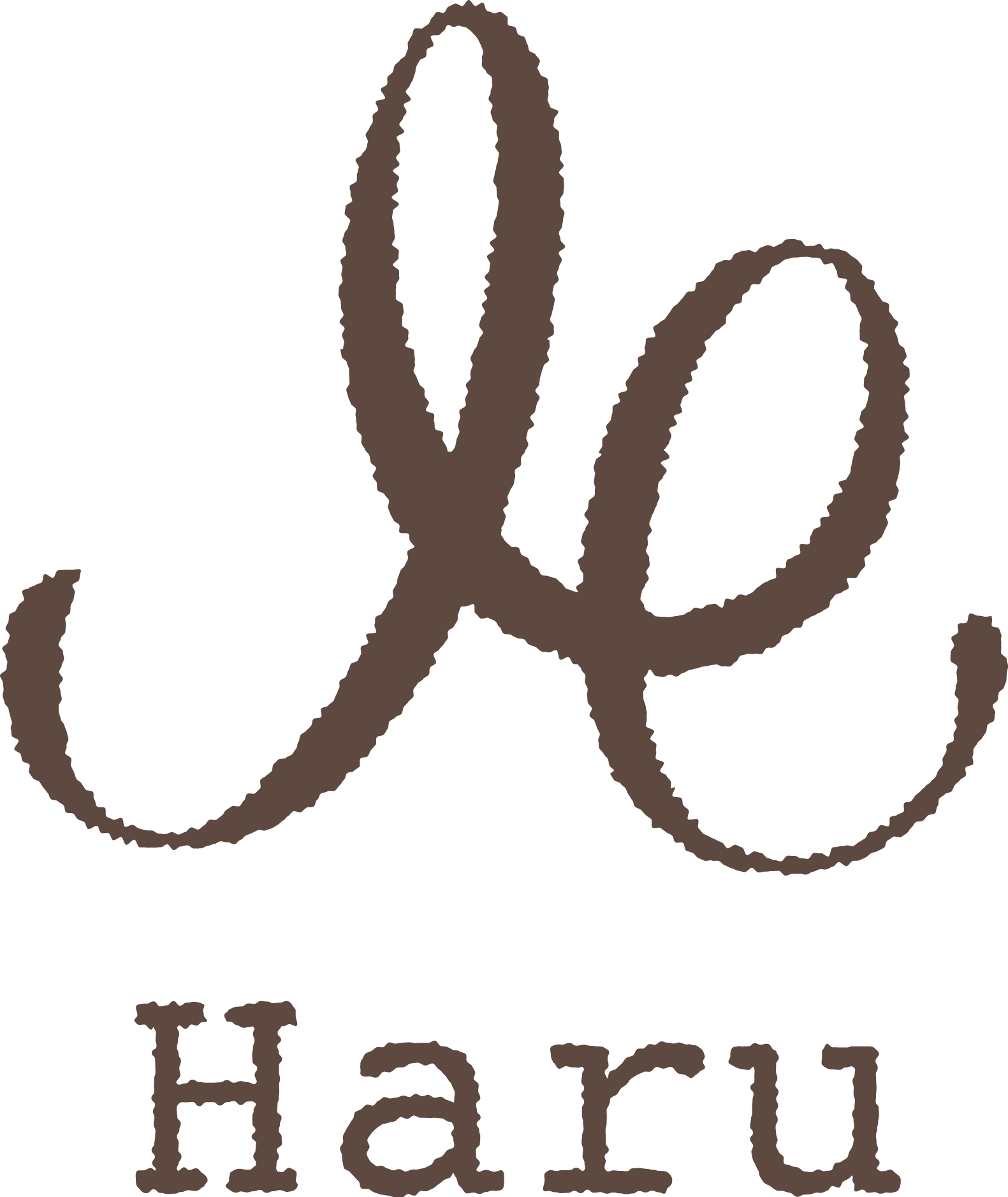 Stylized text that reads 'HarU' with a leaf design above it, on a black background.