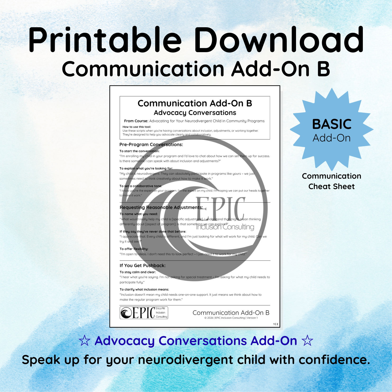 Communication Add-On B: Advocacy Conversations