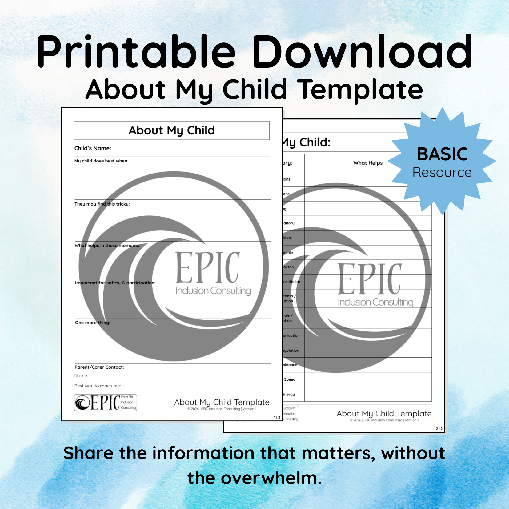 About My Child Template