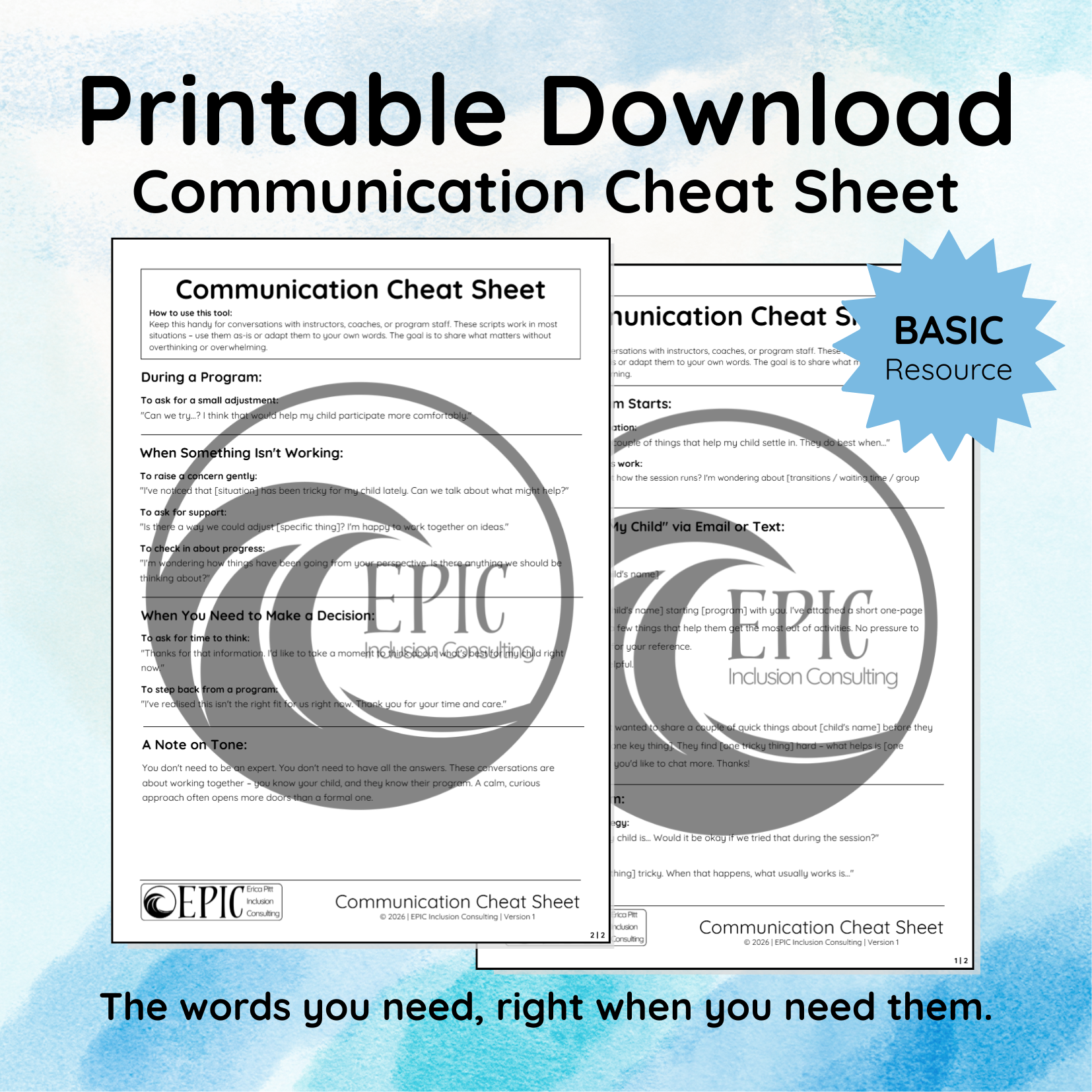 Communication Cheat Sheet