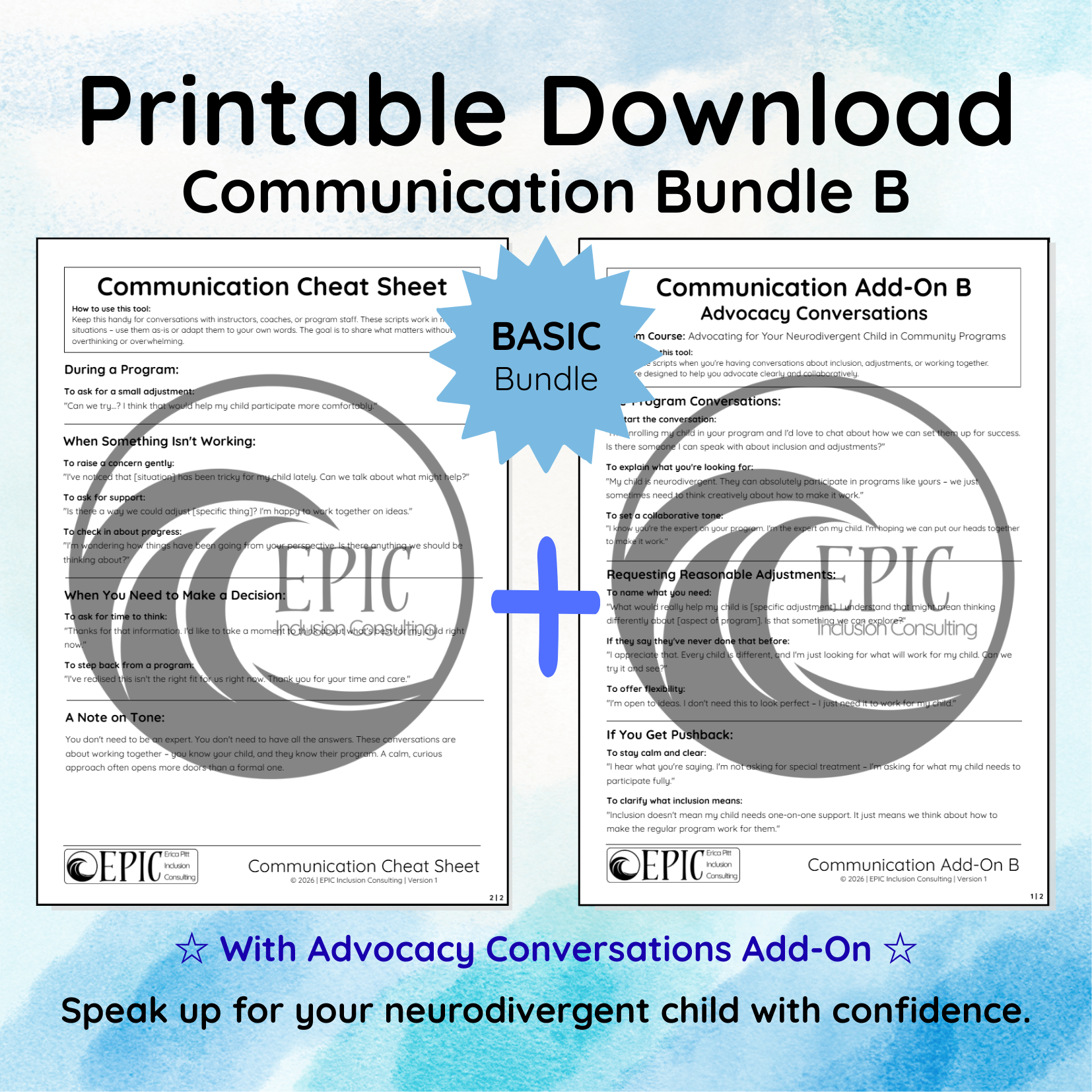 Communication Bundle B: Core + Advocacy Conversations