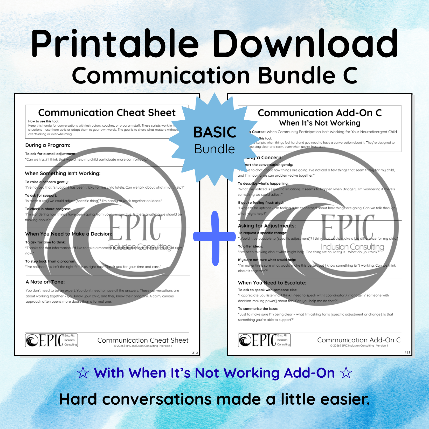 Communication Bundle C: Core + When It's Not Working