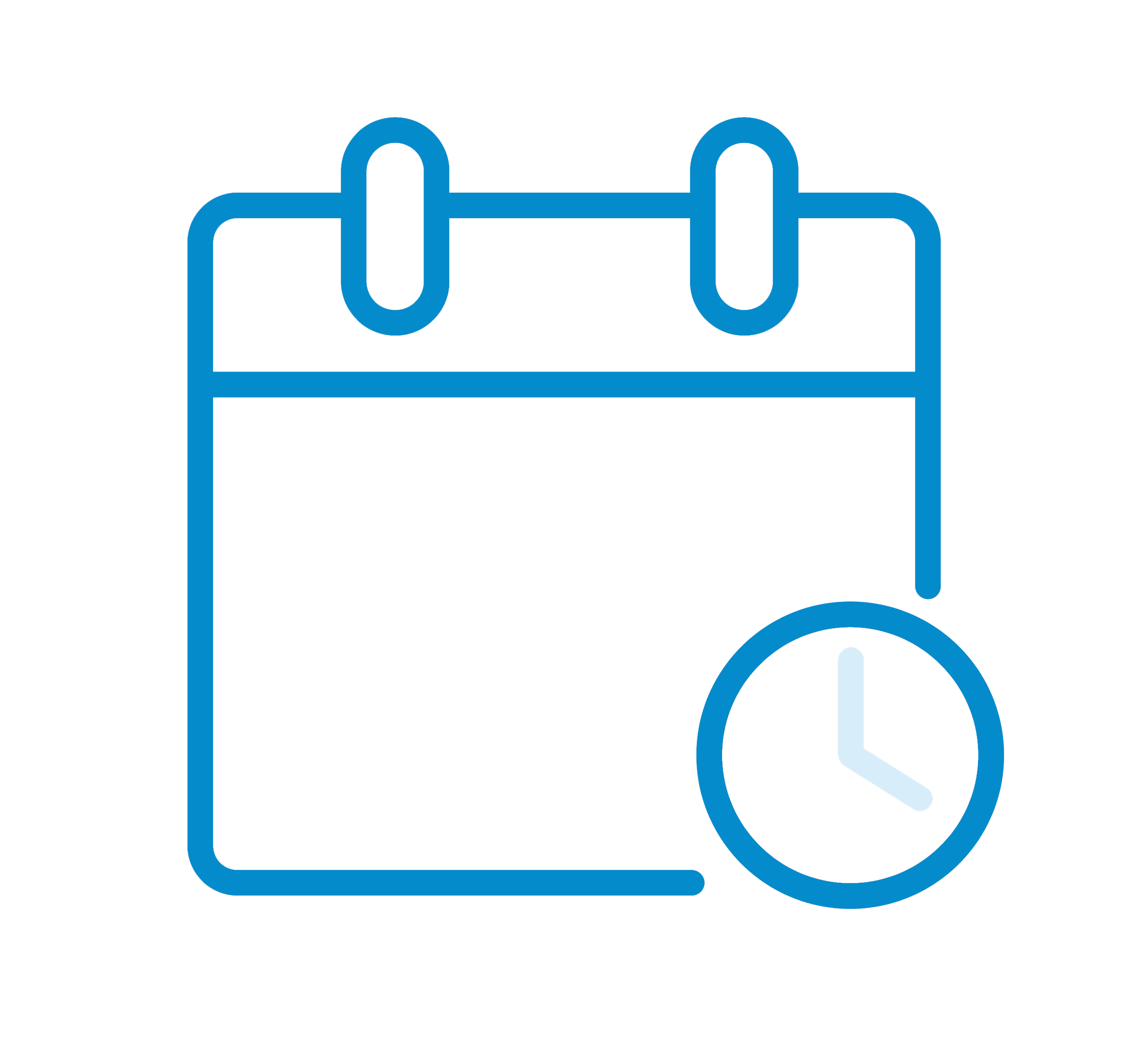 Calendar with a clock icon indicating time management or scheduling.