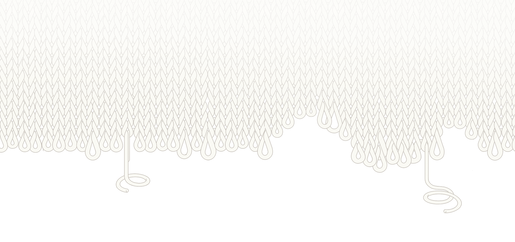 白いレースの縁取りと網目模様の縫い目が下に垂れ、黒い背景が見える。